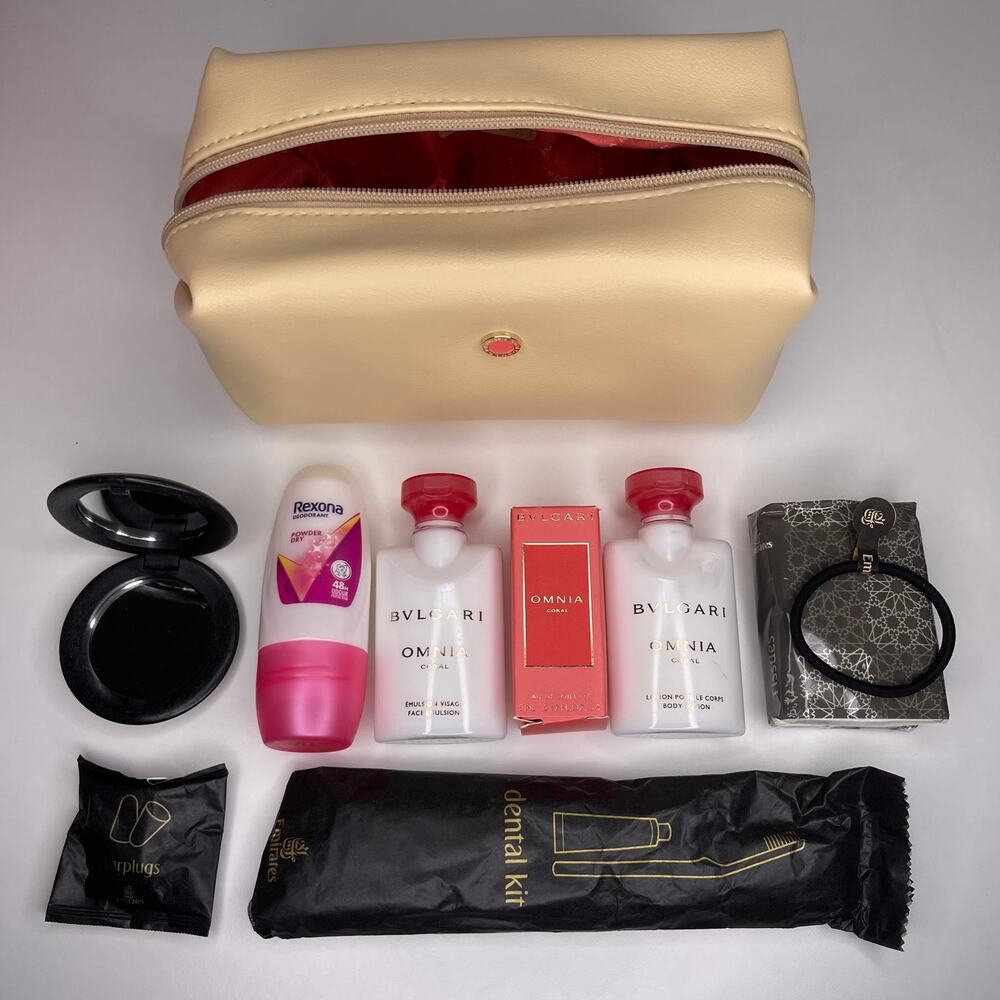 Emirates x Bvlgari Bulgari Rose Goldea Business Class Travel Toiletry Bag NEW!